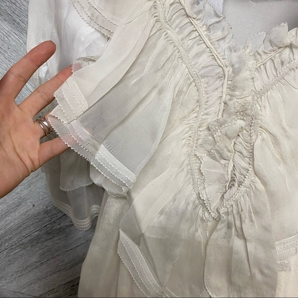 Zac Posen | Silk Ruffle Ivory Cream Dress Size 8 - Picture 10 of 12